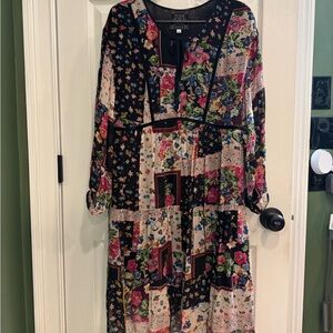 Johnny Was Black and Pink Floral Dress